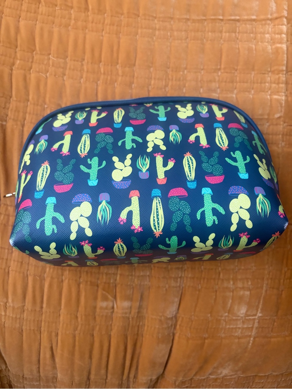 Dabney Lee Navy Cosmetic Bag with Neon Cactus Print
